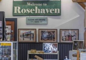 The Rosehaven television show sign and photos from the show in the Geeveston Visitor Information Centre